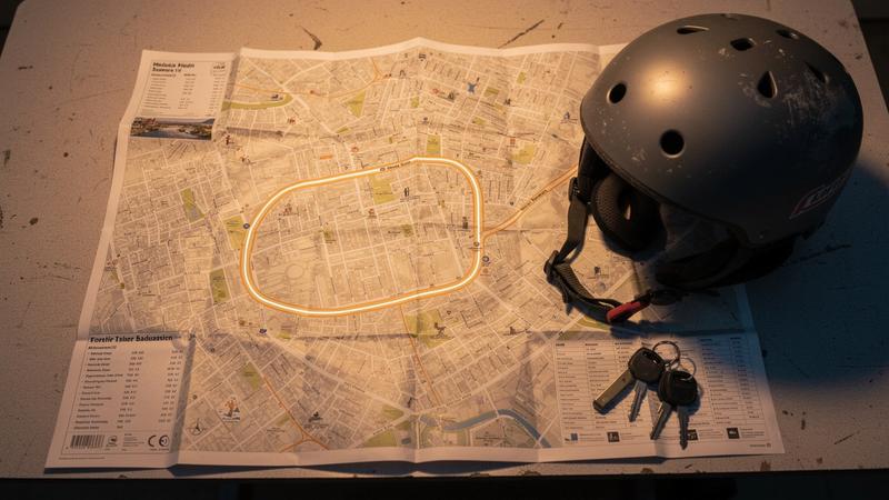 Highlighted city loop map for scooter and e-bike rental pricing