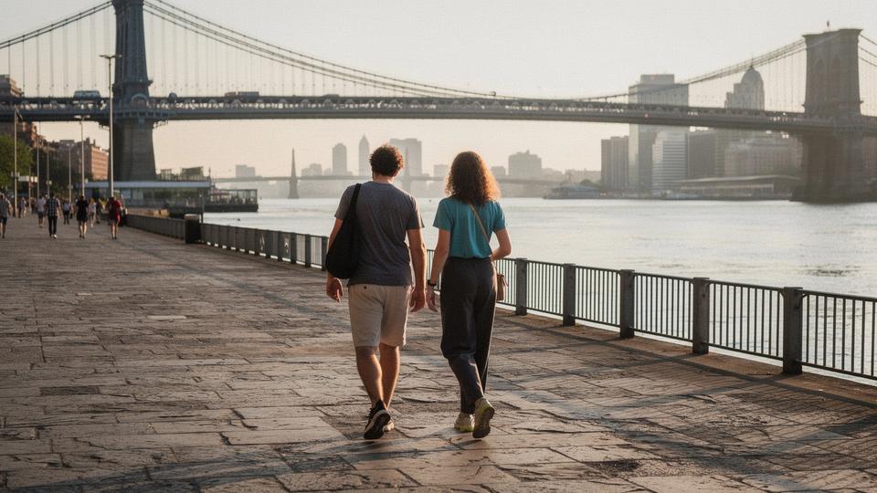 Visitors walking along the riverside promenade in Kyiv